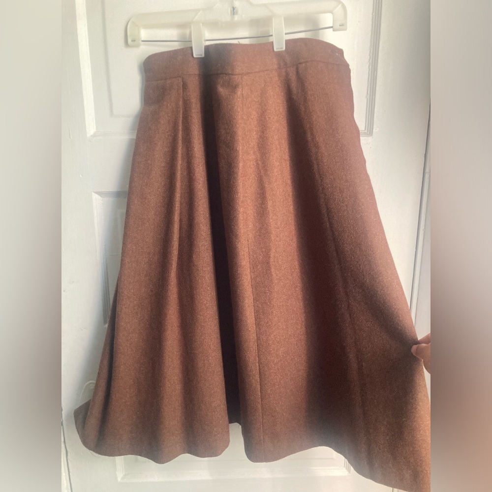 Vintage Brown 70s A-Line Midi Skirt